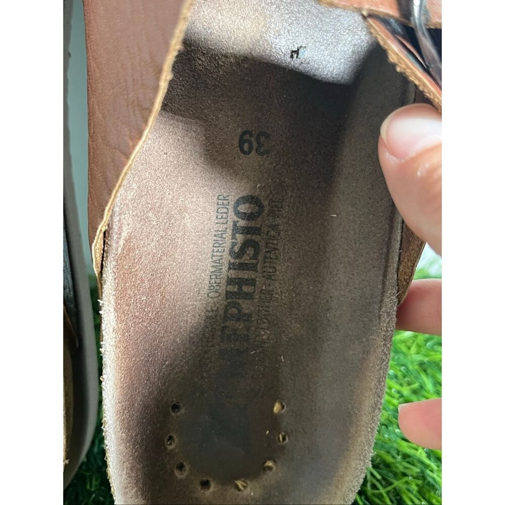 Mephisto Brown Leather Sandals Size 39 Women’s Comfort Slide Double Strap Cork - Picture 6 of 10
